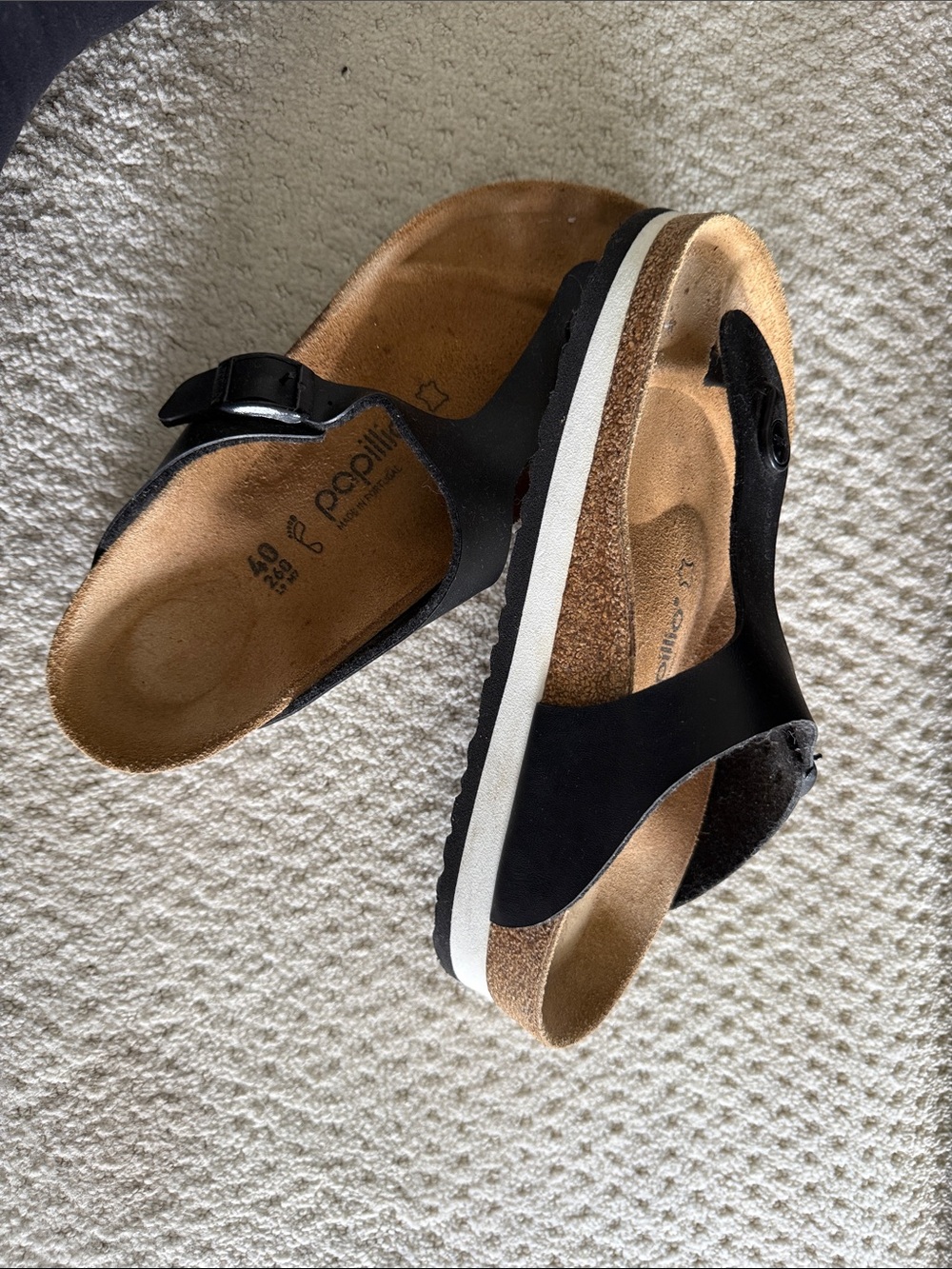 Women’s Black Two-Strap Comfort Sandals with Cushioned Cork Footbed